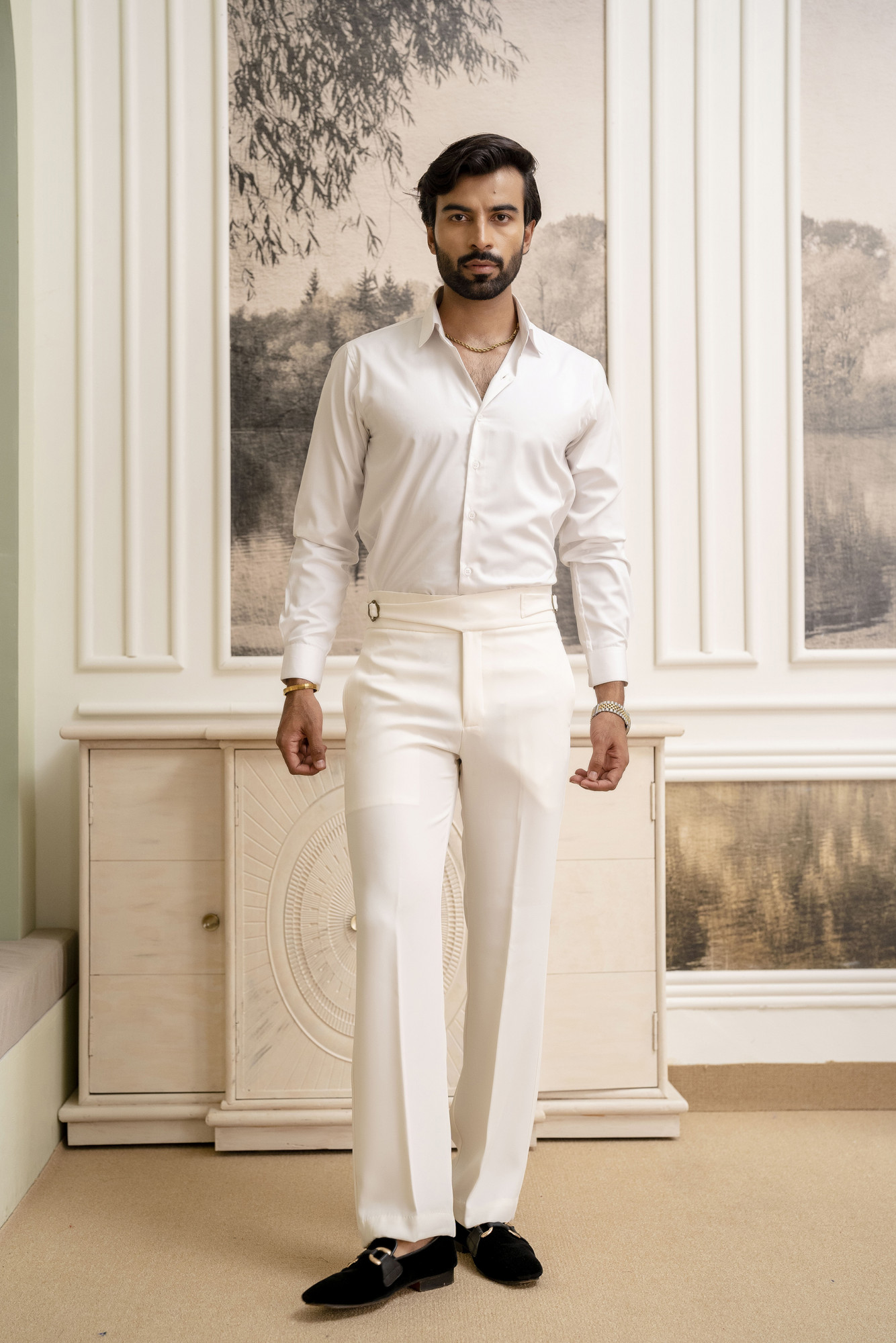 Off White Japanese Bootcut Fit Gurkha Pants