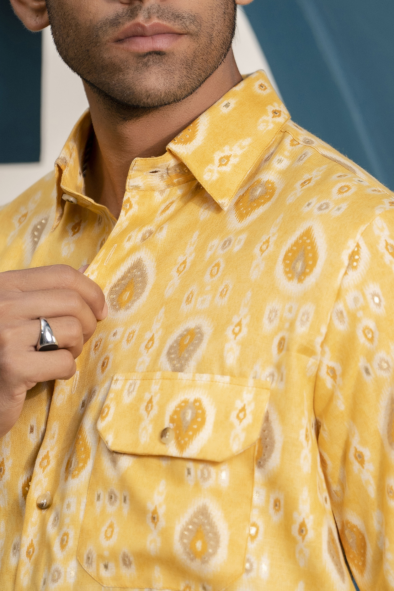 Yellow Leaf Print Shirt