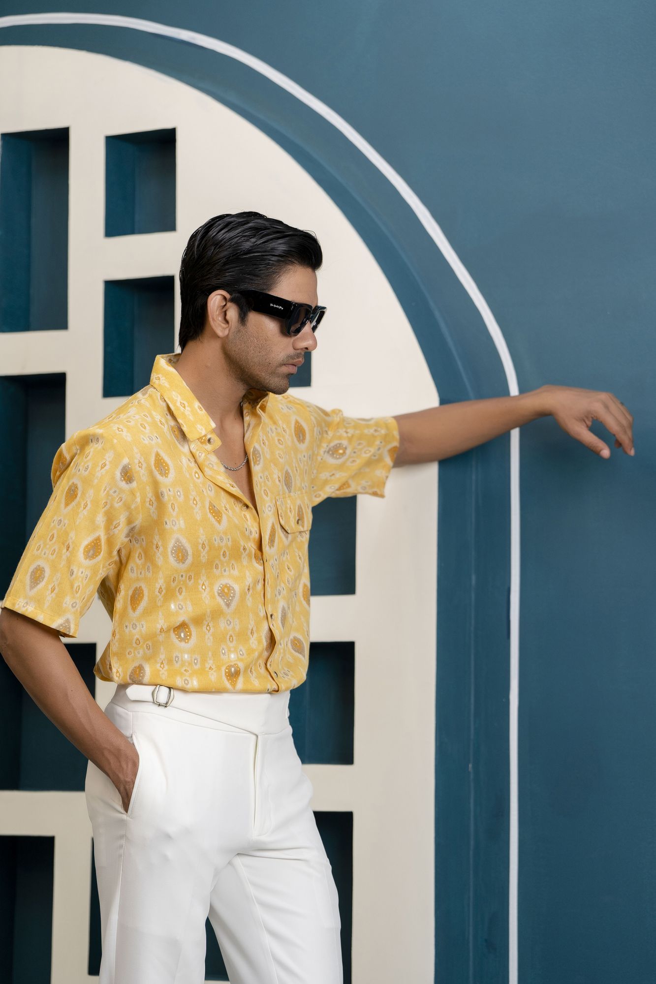 Yellow Leaf Print Shirt