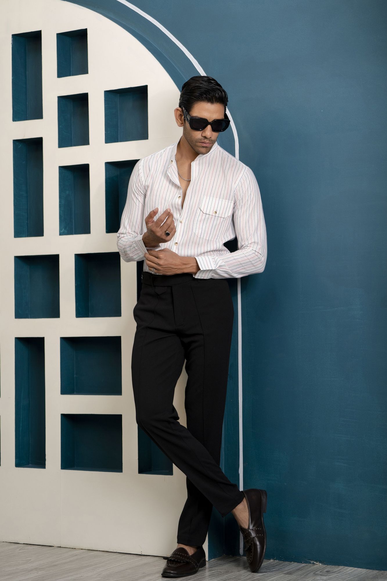 Striped Mandarin Shirt