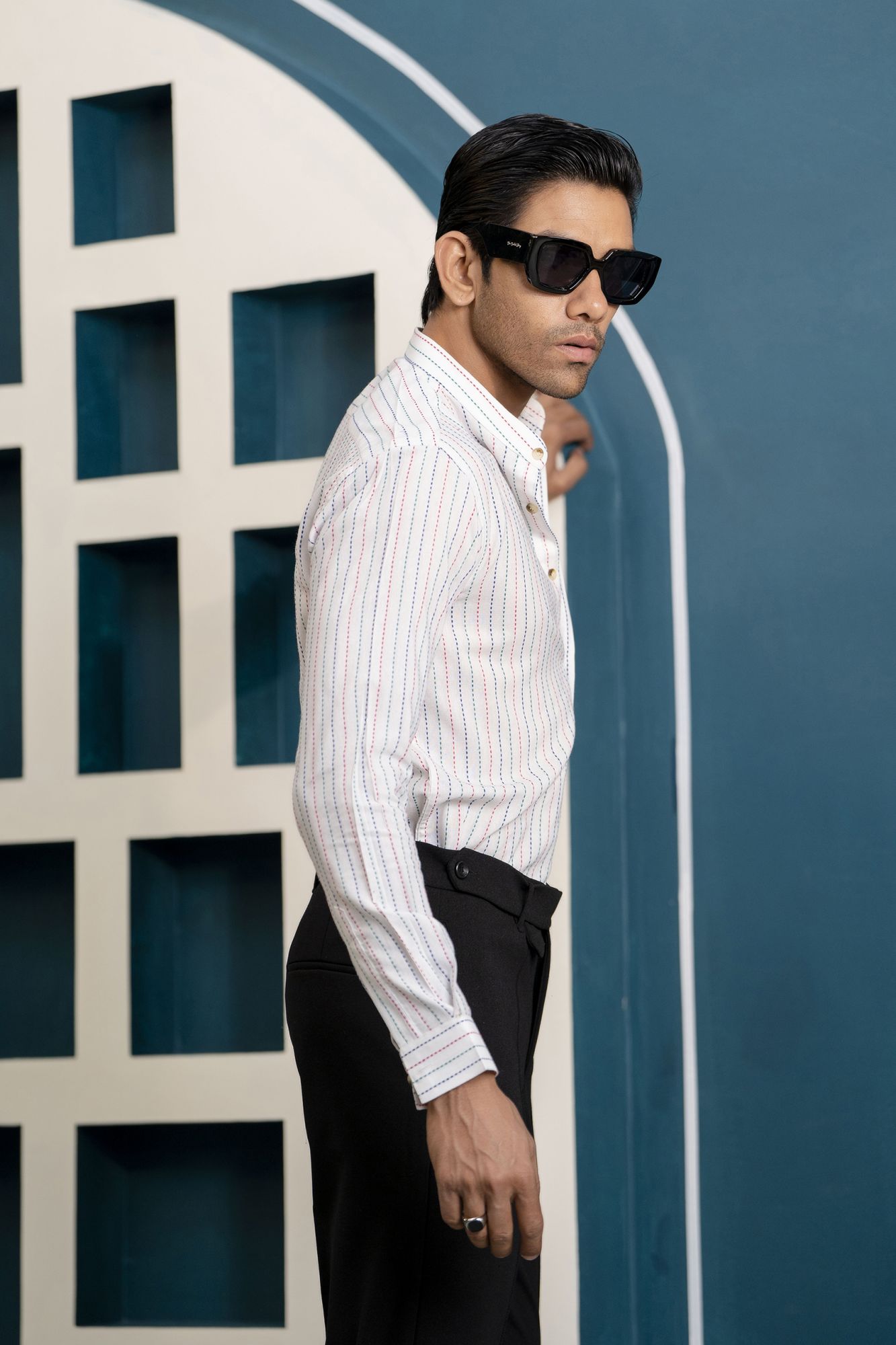 Striped Mandarin Shirt