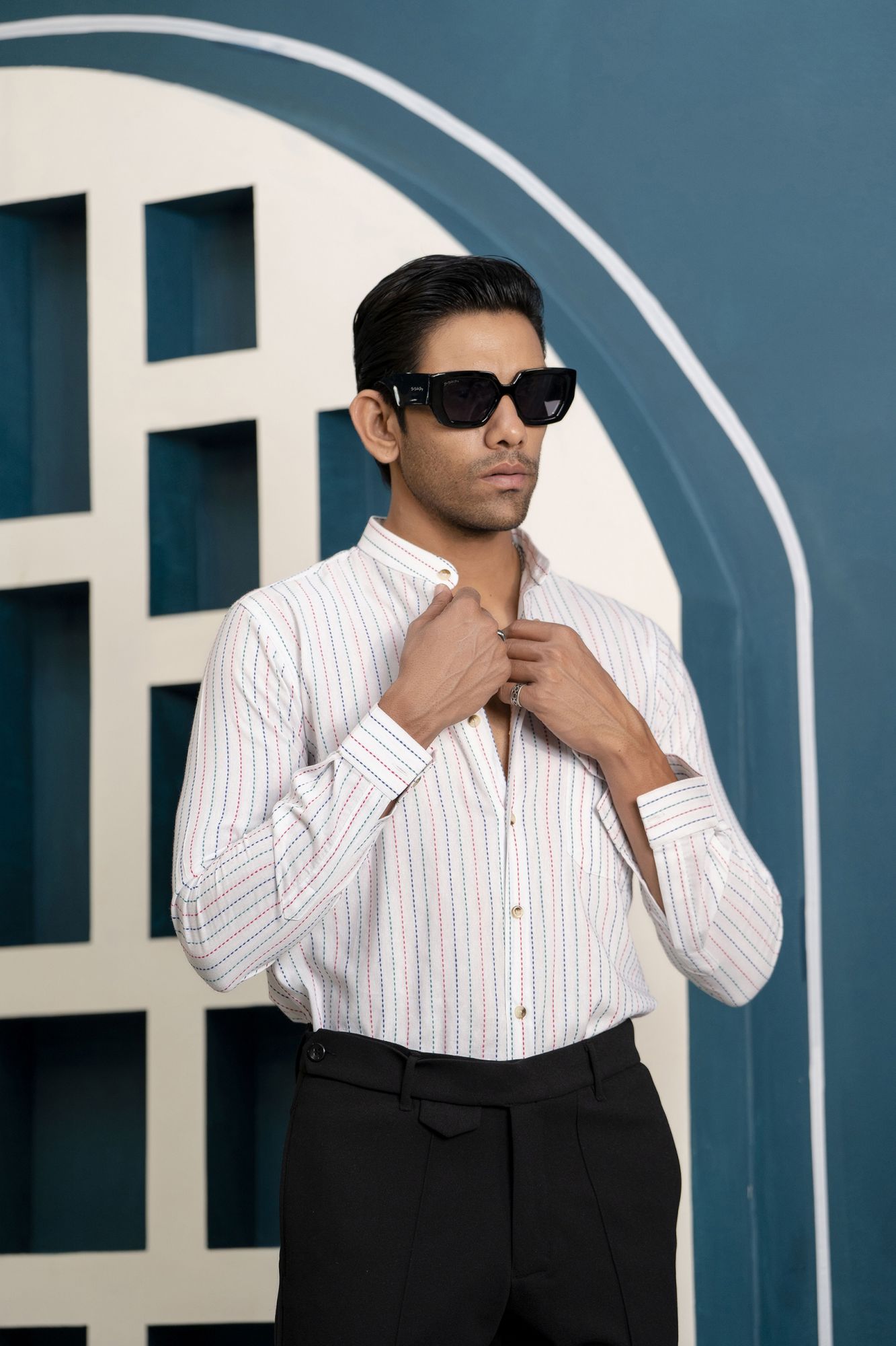 Striped Mandarin Shirt