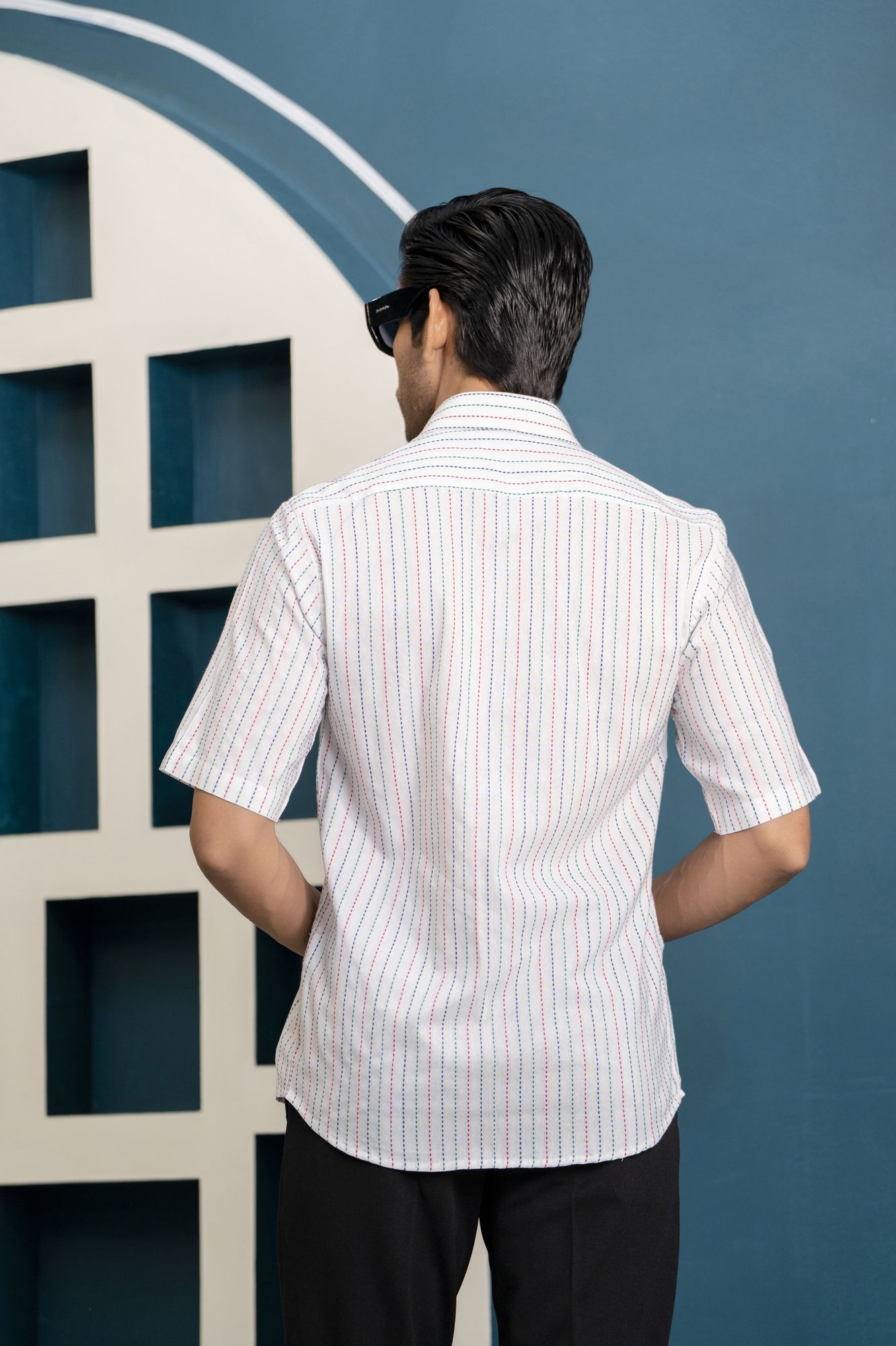 Multicolor Striped Off Sleeve Shirt