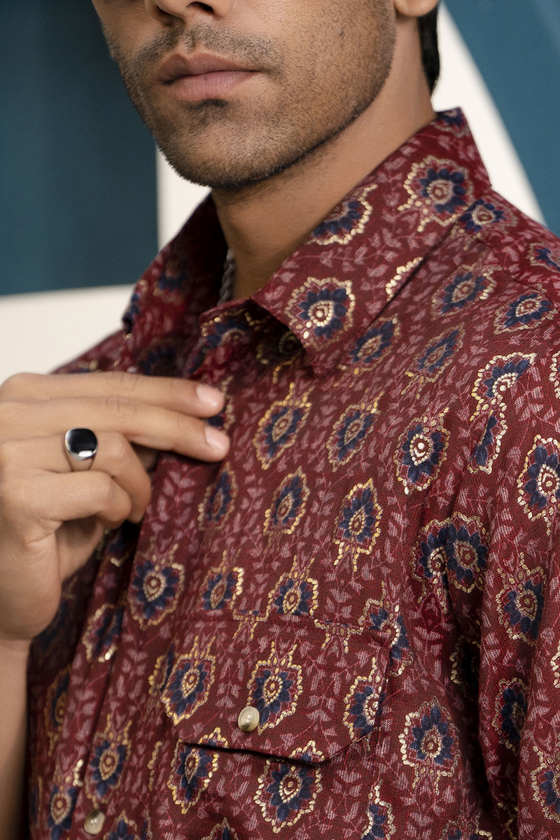 Printed Casual Shirt In Red