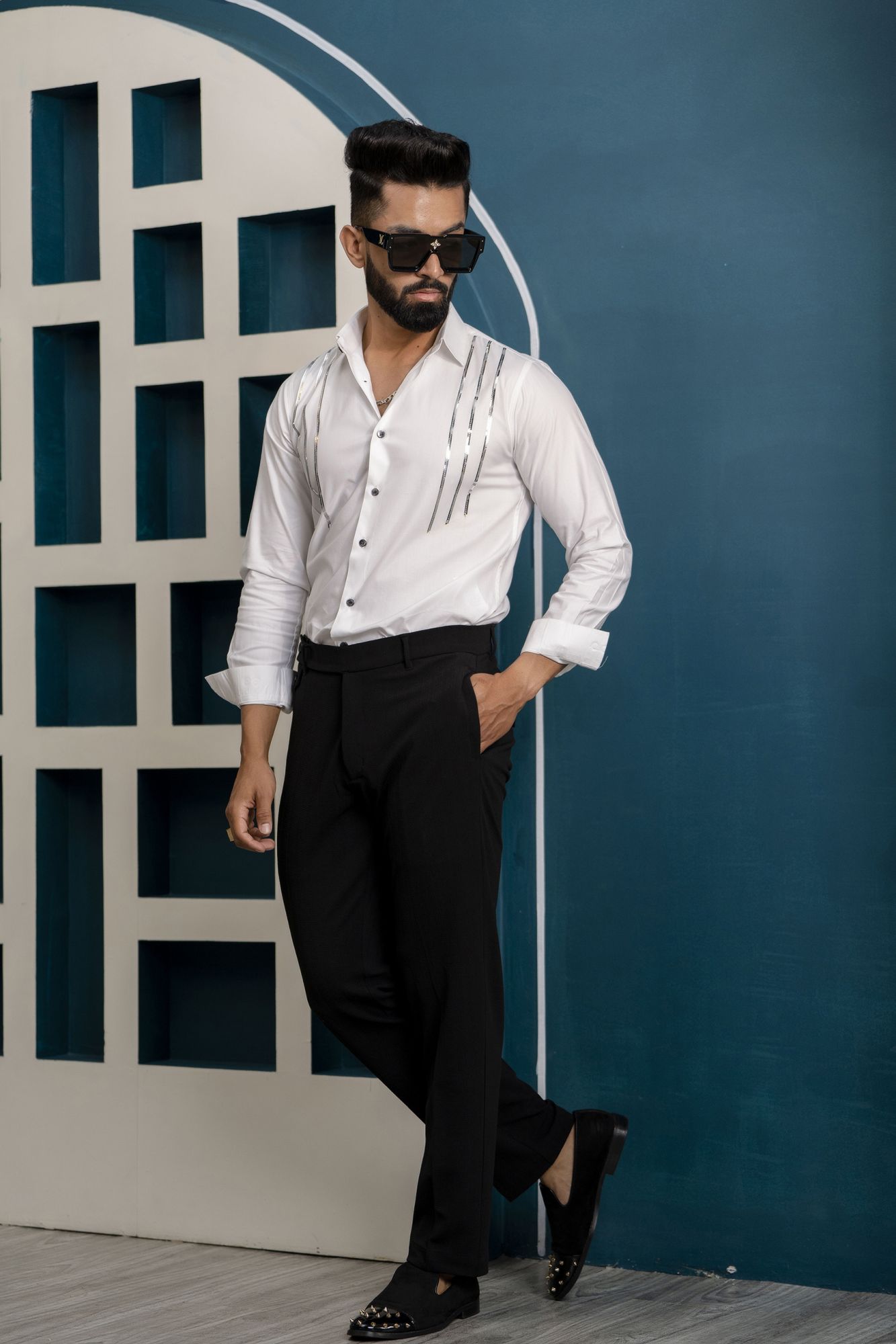 Silver Stripe Shirt In White