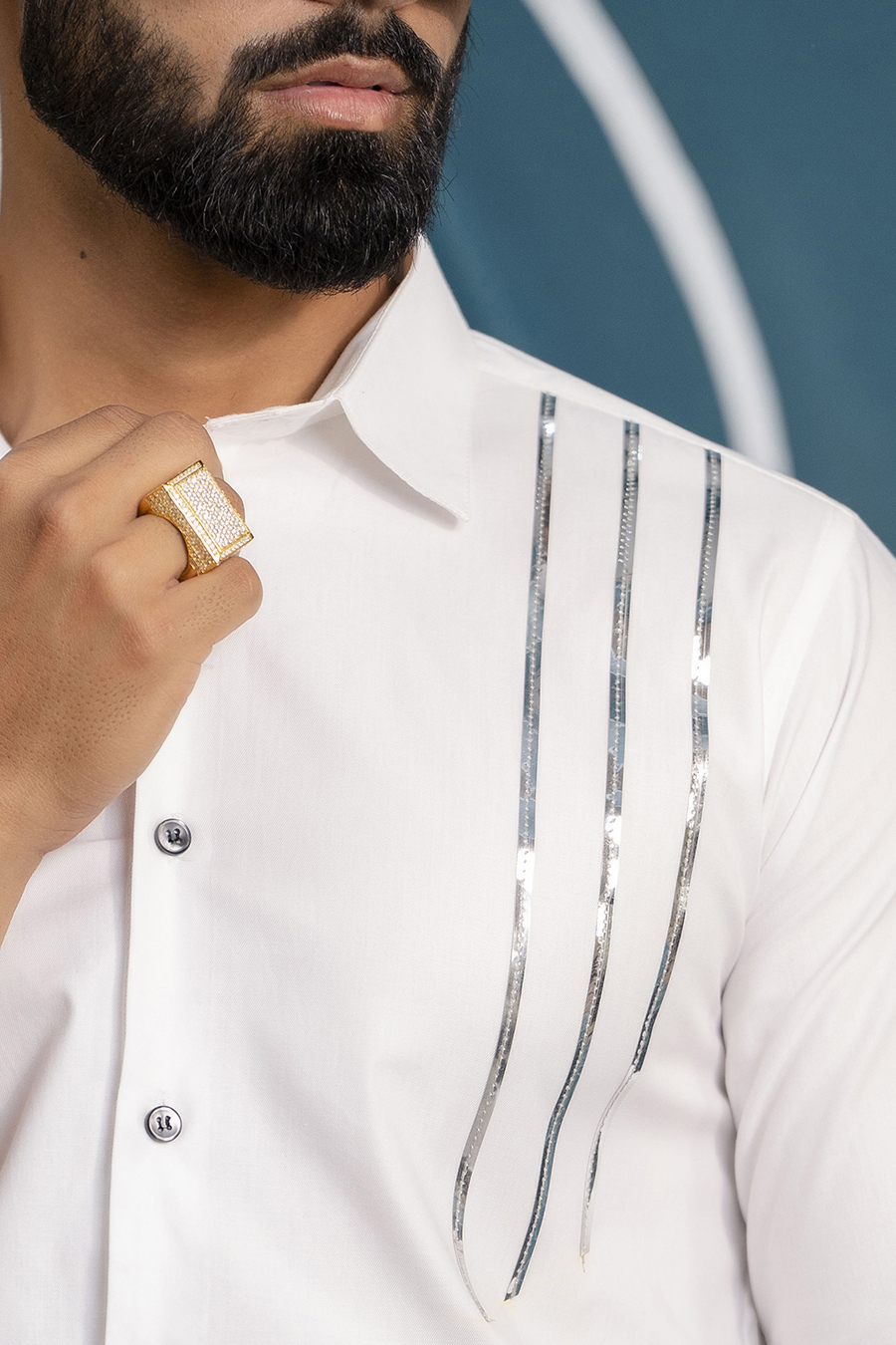 Silver Stripe Shirt In White
