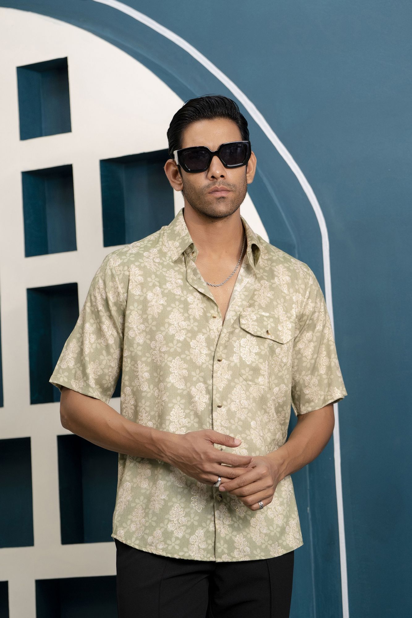 Floral Shirt In Green