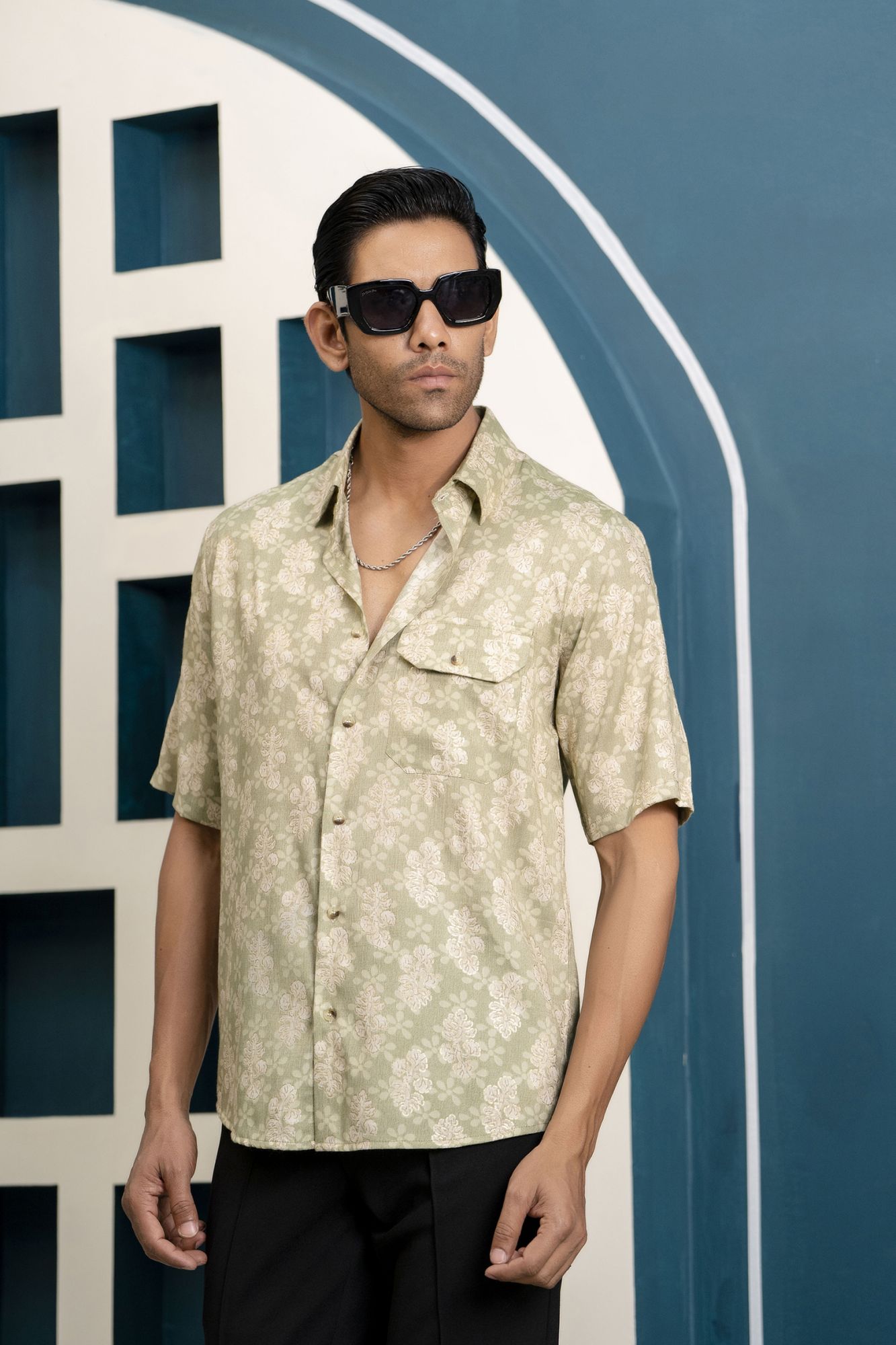 Floral Shirt In Green