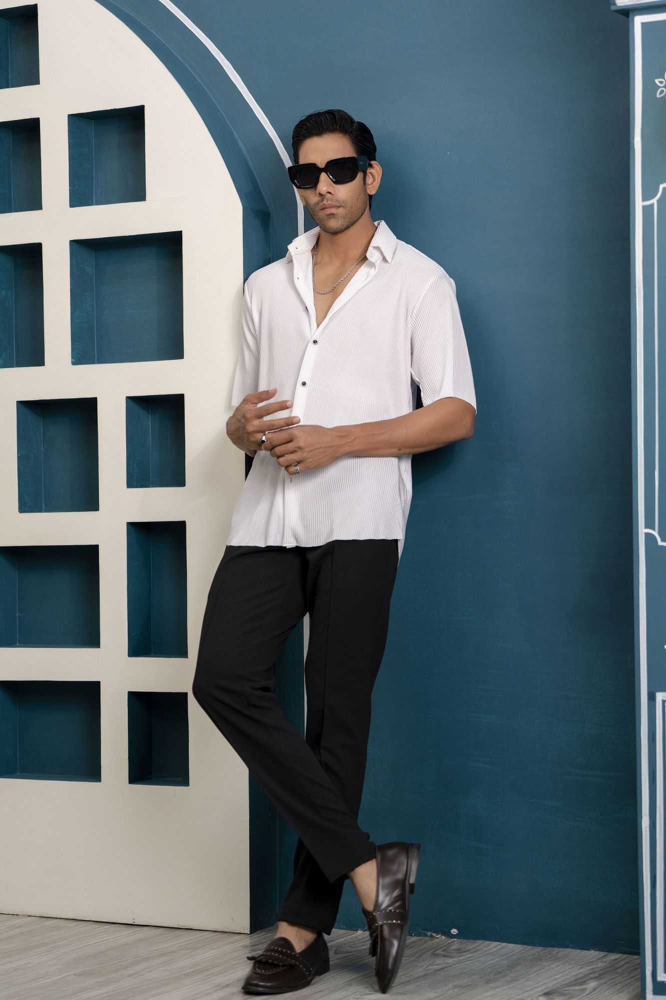 Pleated White Shirt