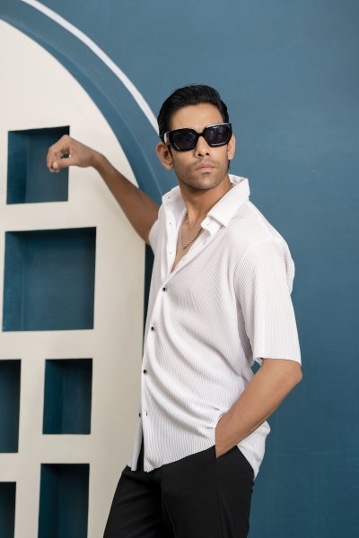 Pleated White Shirt