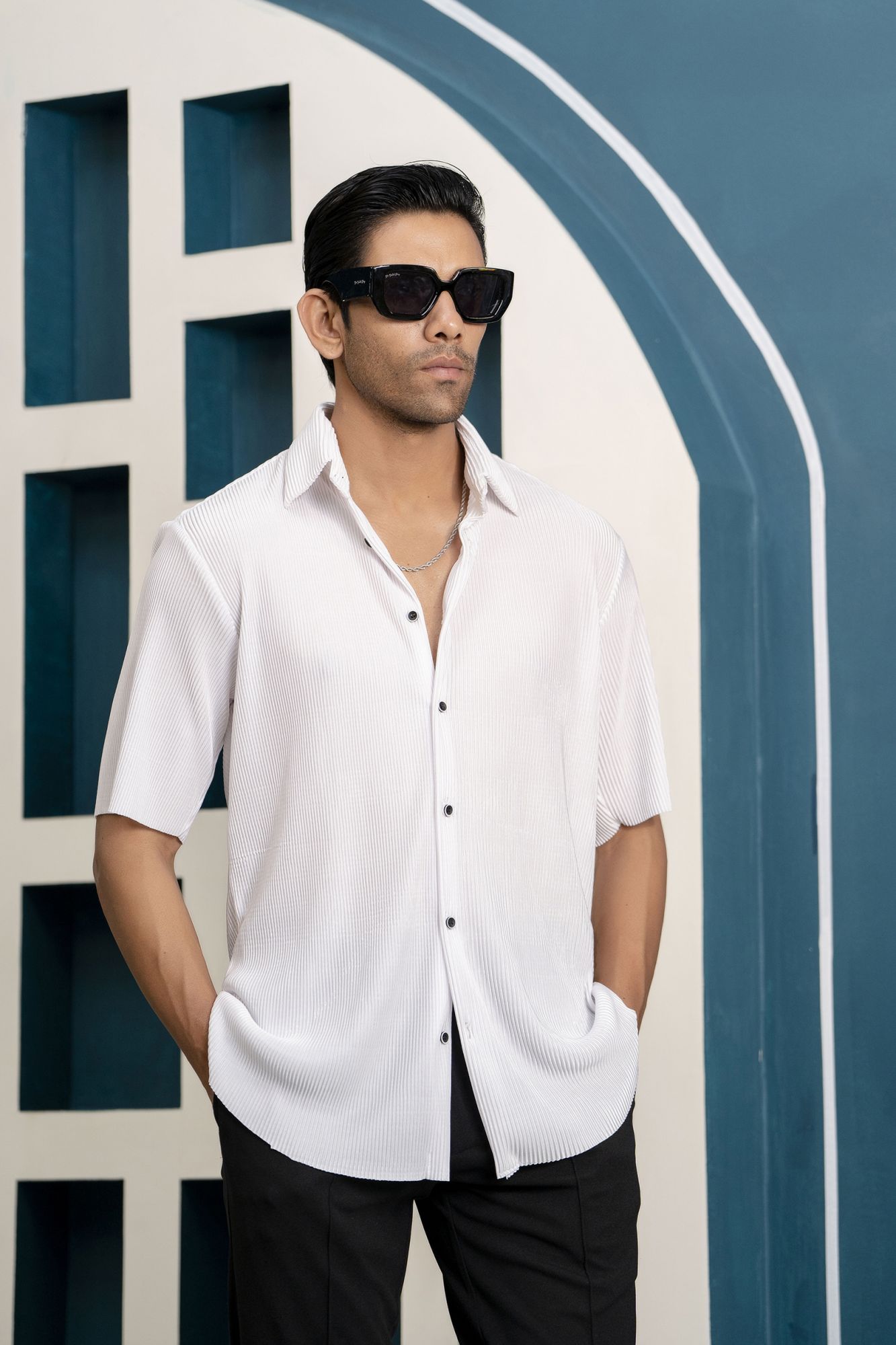 Pleated White Shirt