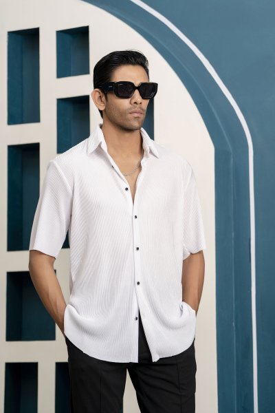 Pleated White Shirt