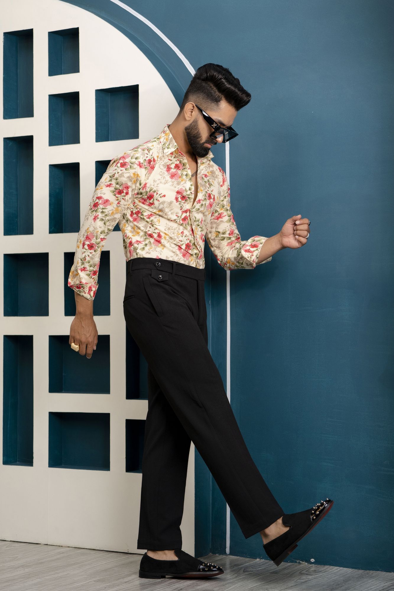 Printed Flowing Shirt In Peach