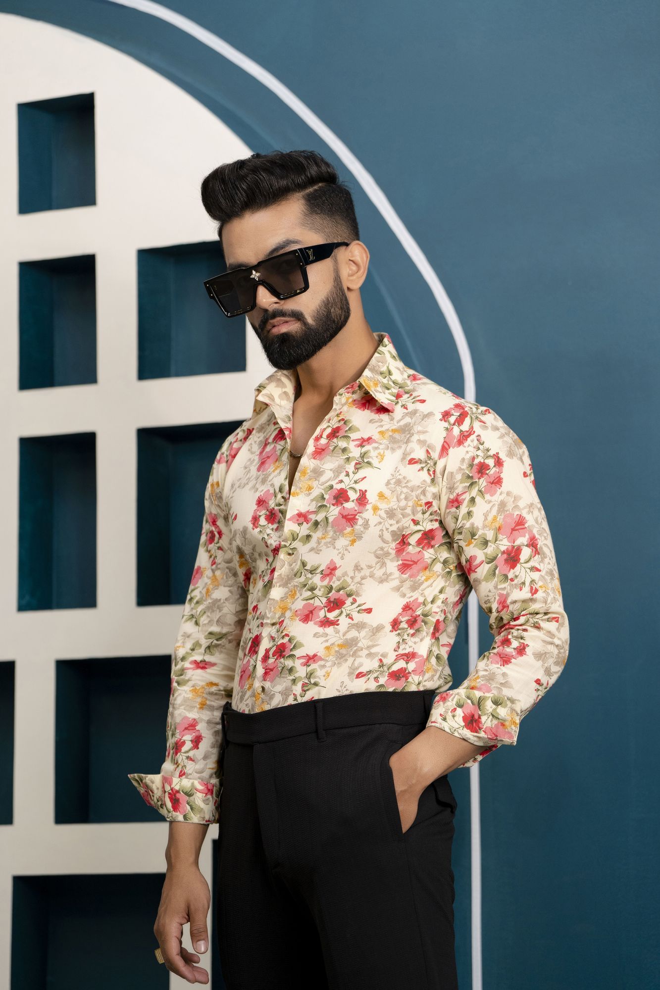 Printed Flowing Shirt In Peach