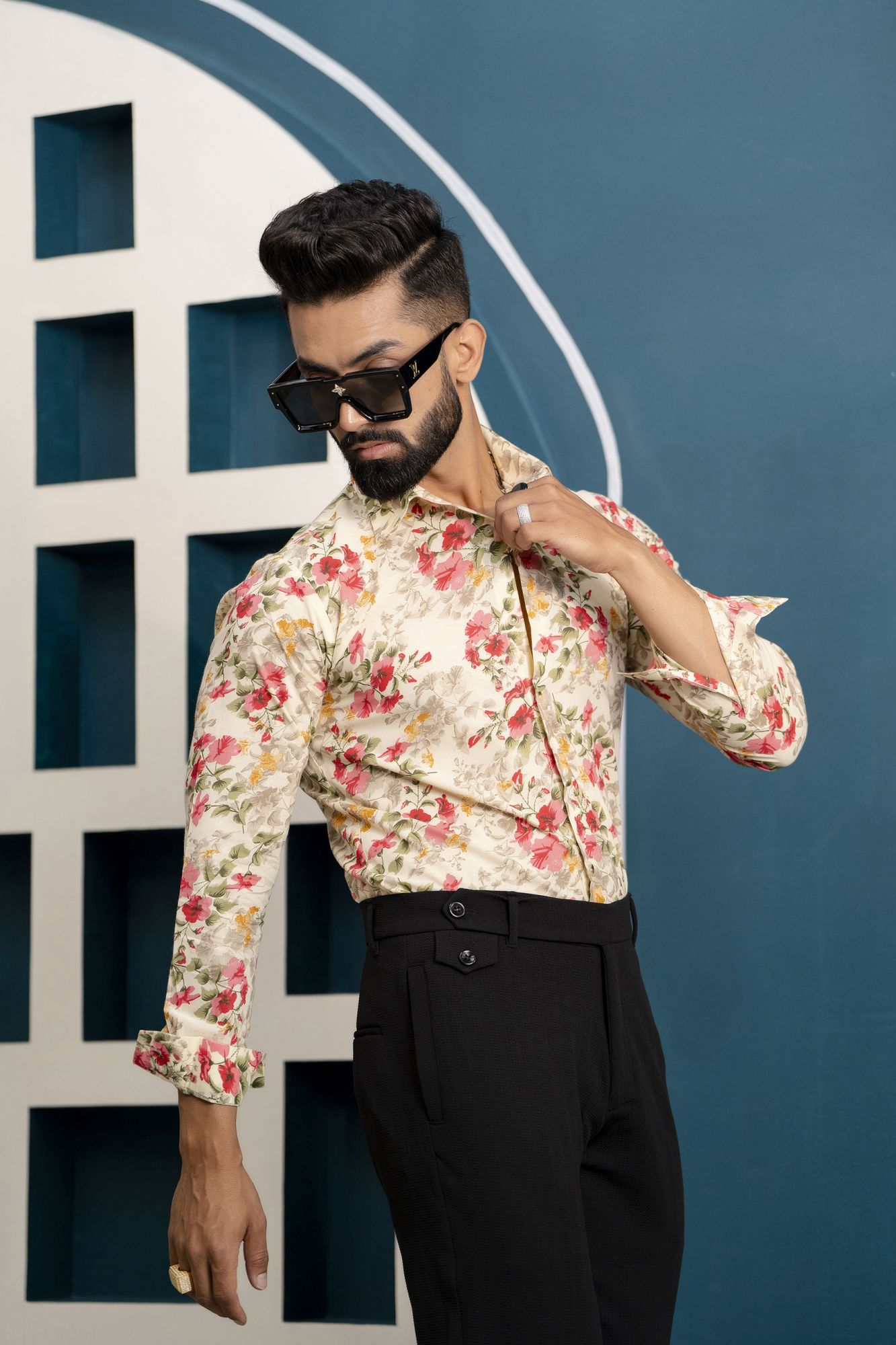 Printed Flowing Shirt In Peach