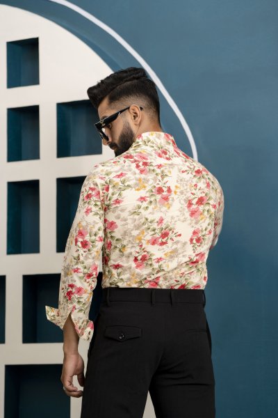 Printed Flowing Shirt In Peach