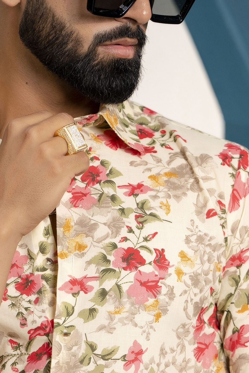 Printed Flowing Shirt In Peach