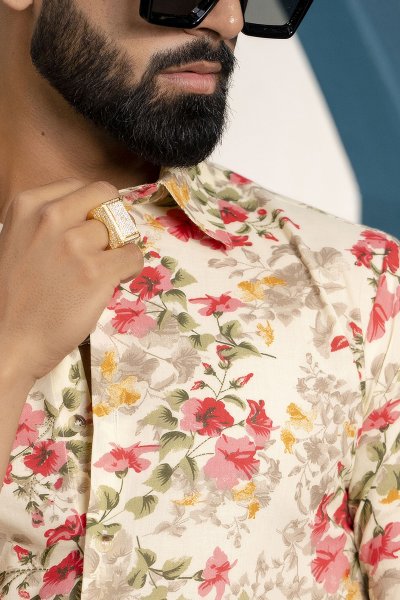 Printed Flowing Shirt In Peach