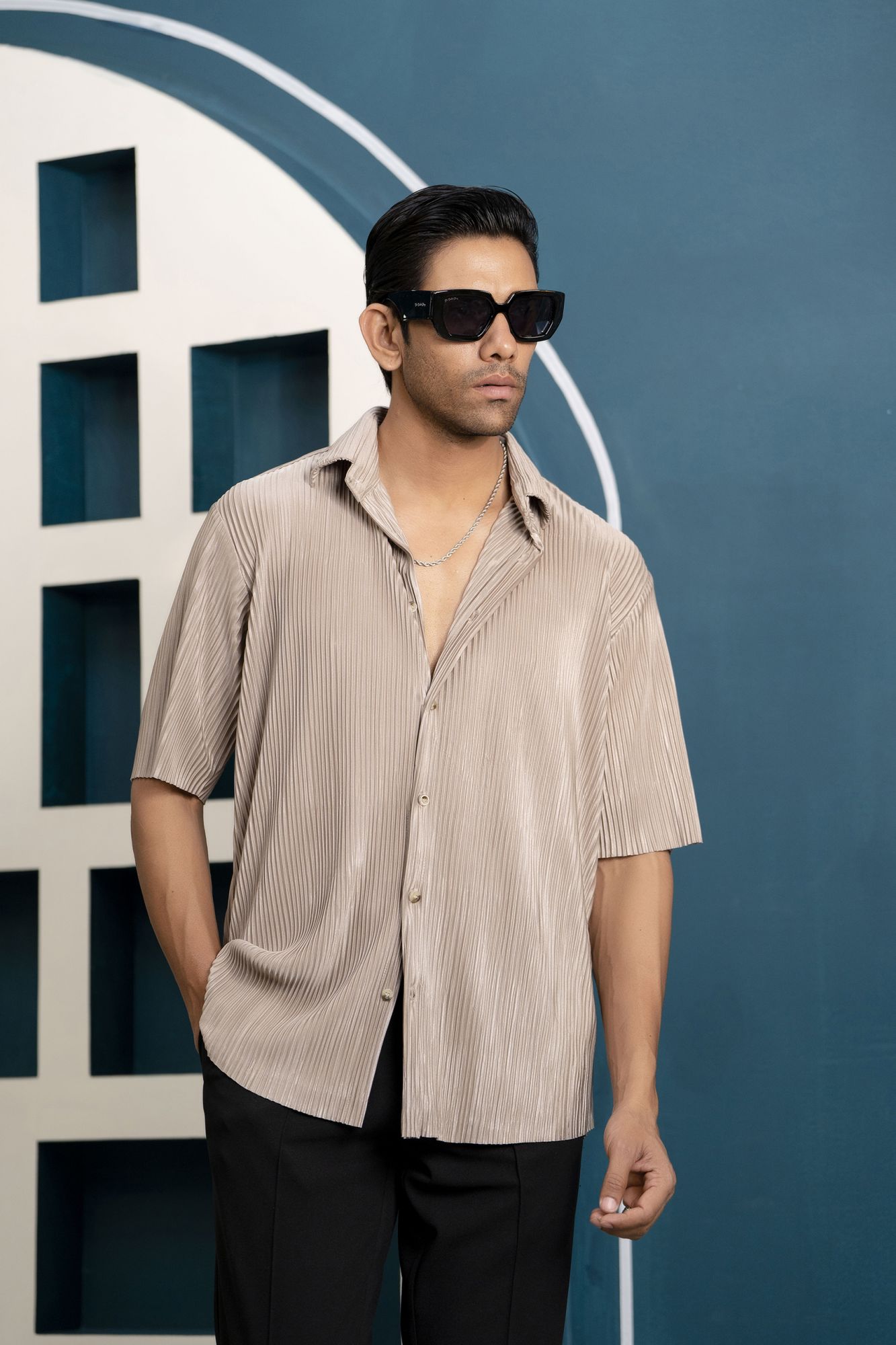 Pleated Brown Shirt