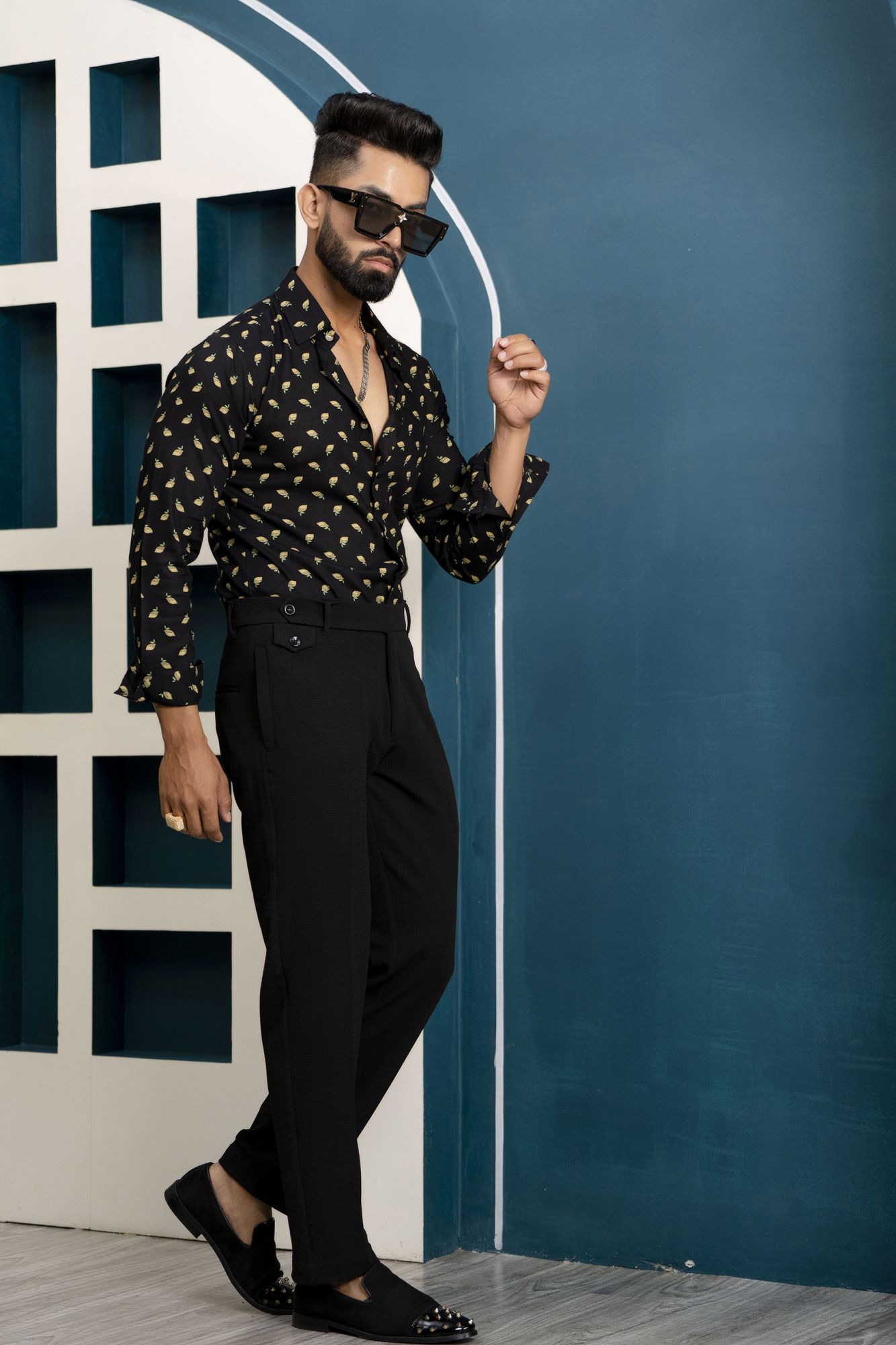 Printed Flowing Shirt In Black