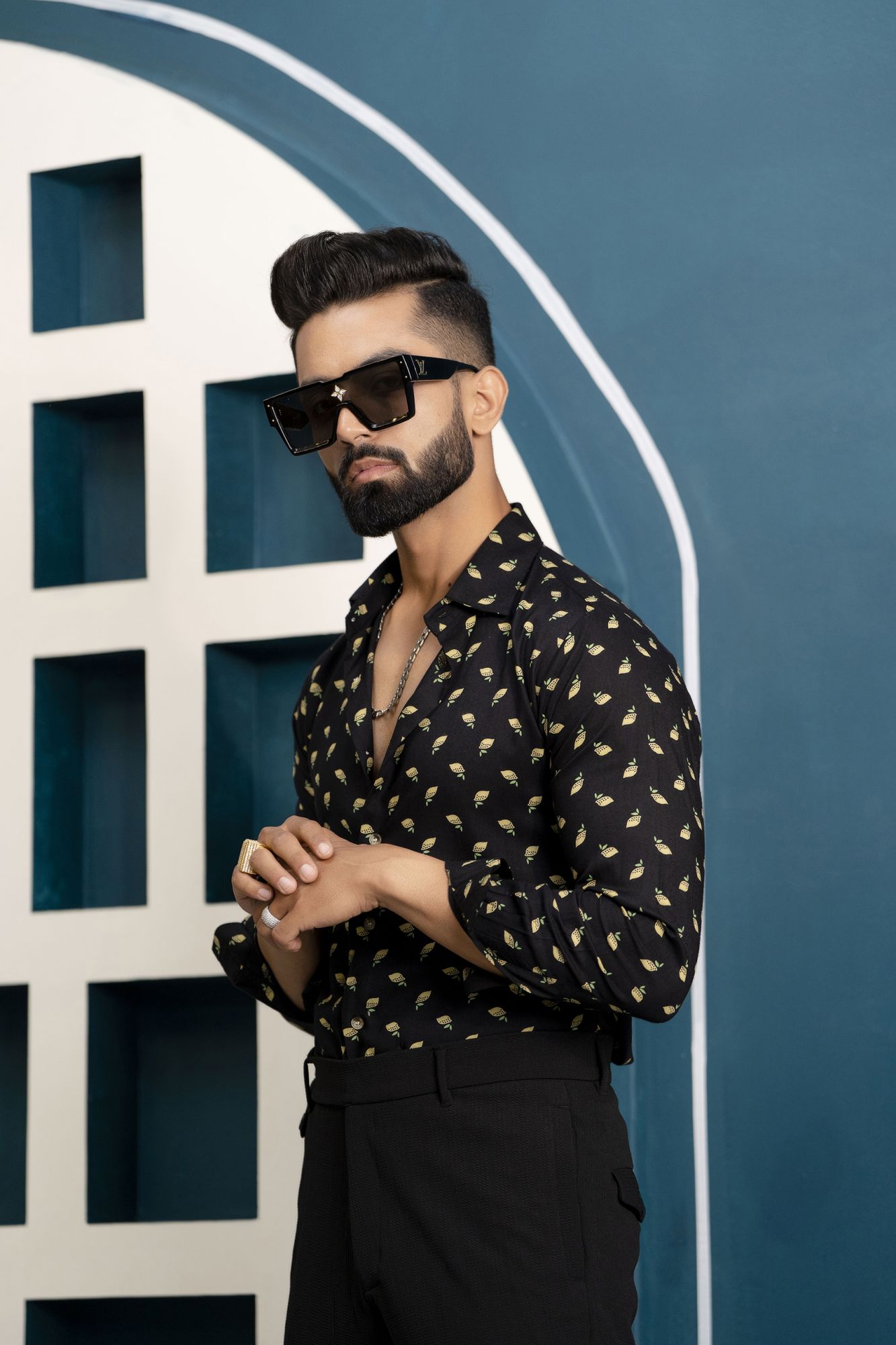 Printed Flowing Shirt In Black