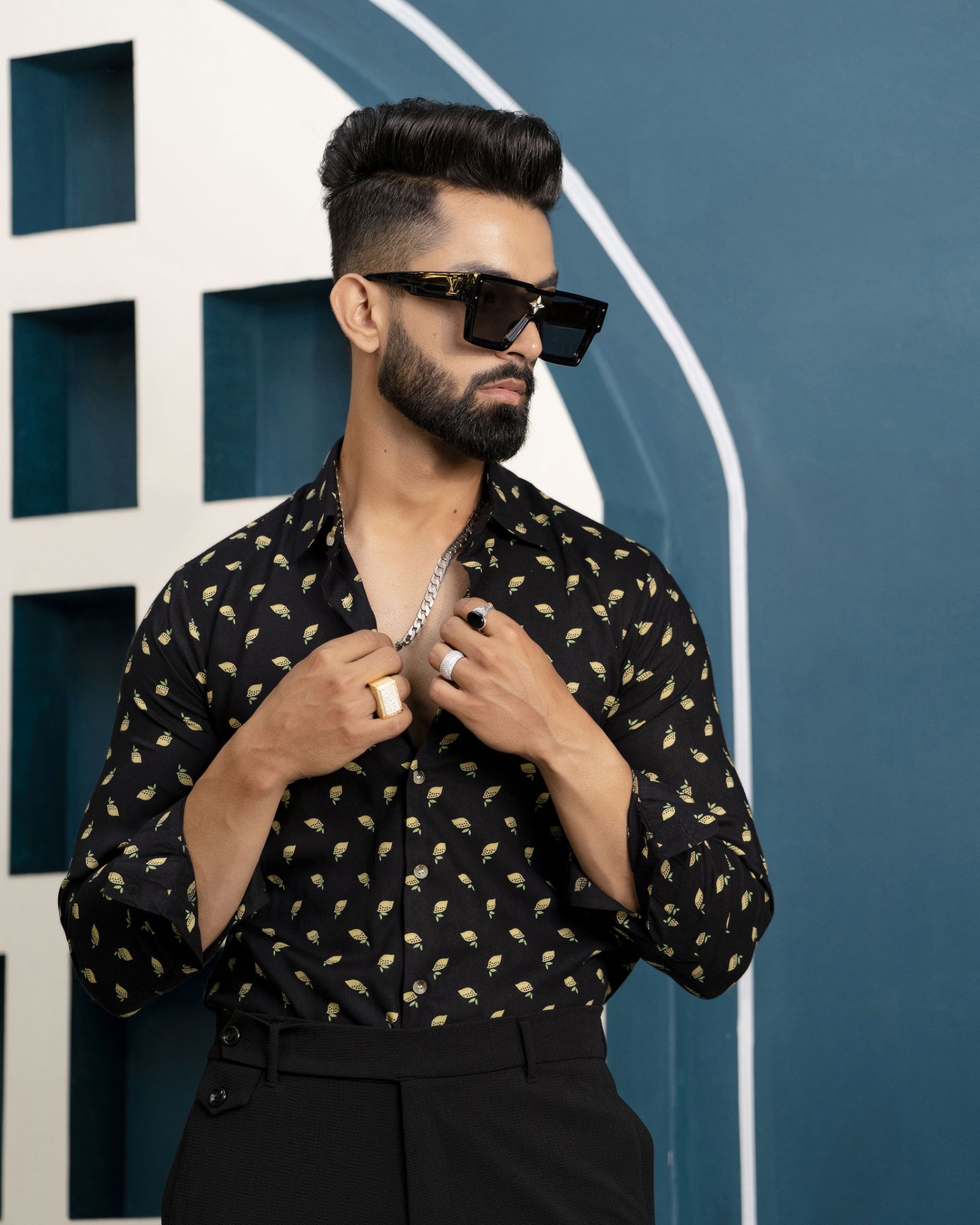 Printed Flowing Shirt In Black