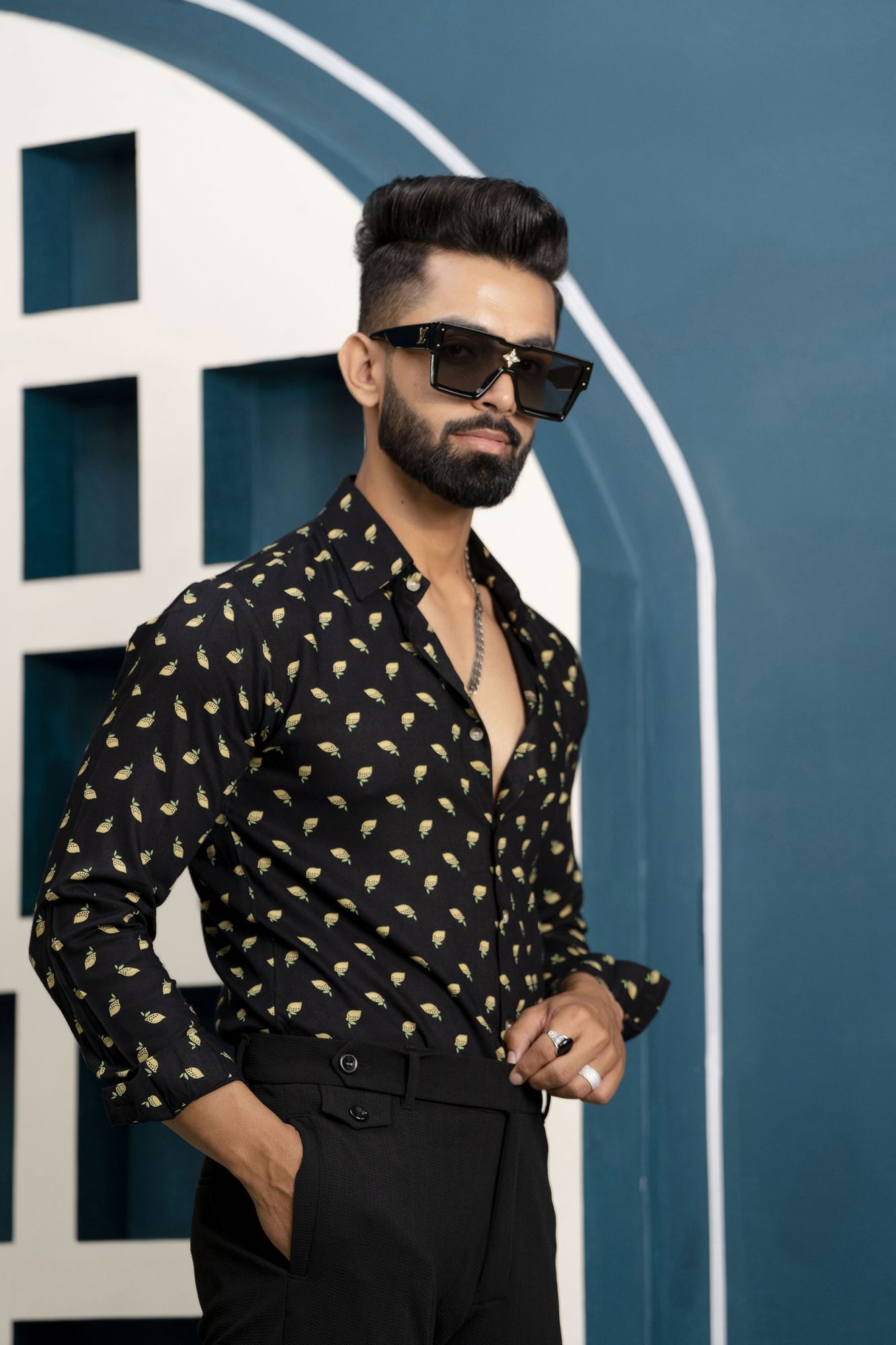 Printed Flowing Shirt In Black