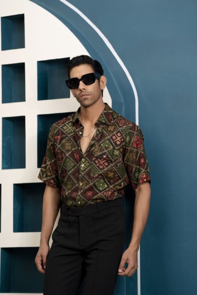 Printed Flowing Shirt In Green