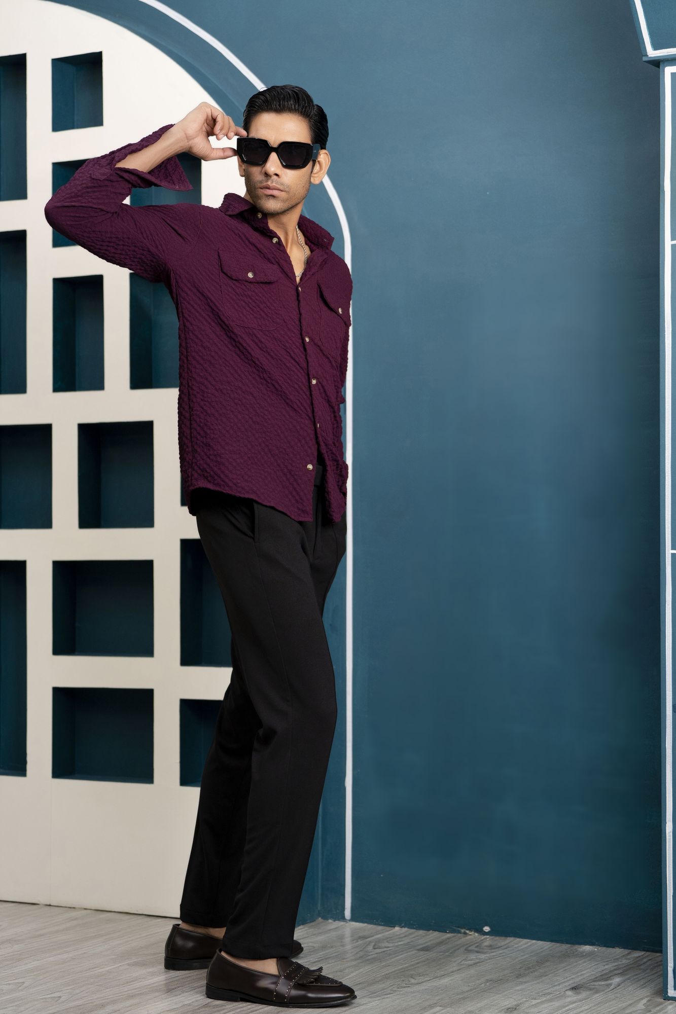 Bubble Shirt In Wine