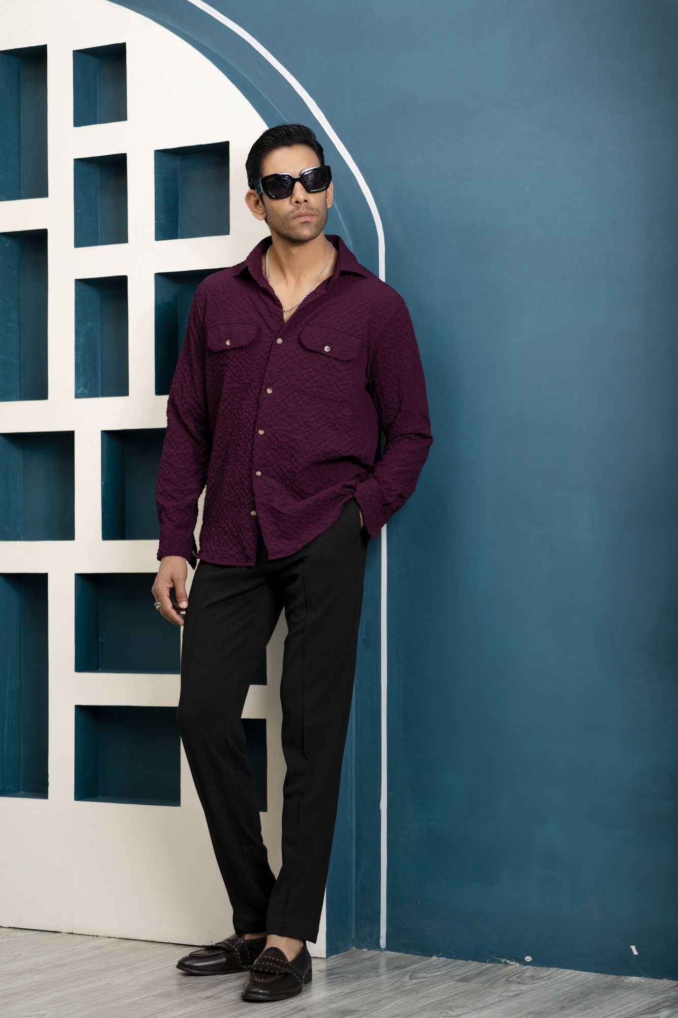 Bubble Shirt In Wine