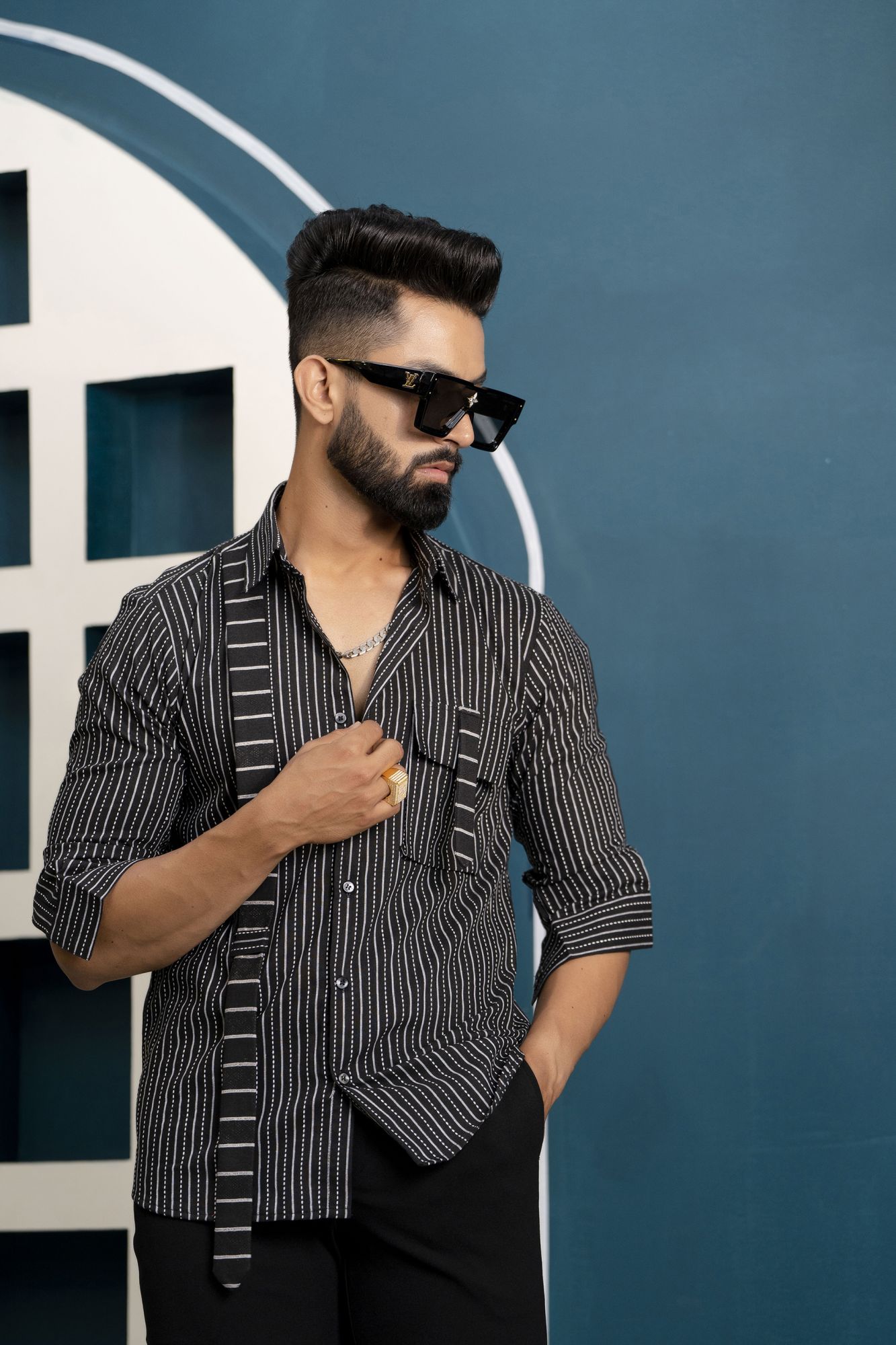 Striped Motif Shirt