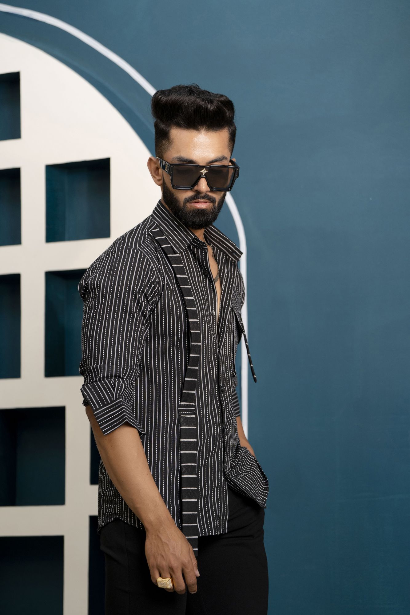 Striped Motif Shirt