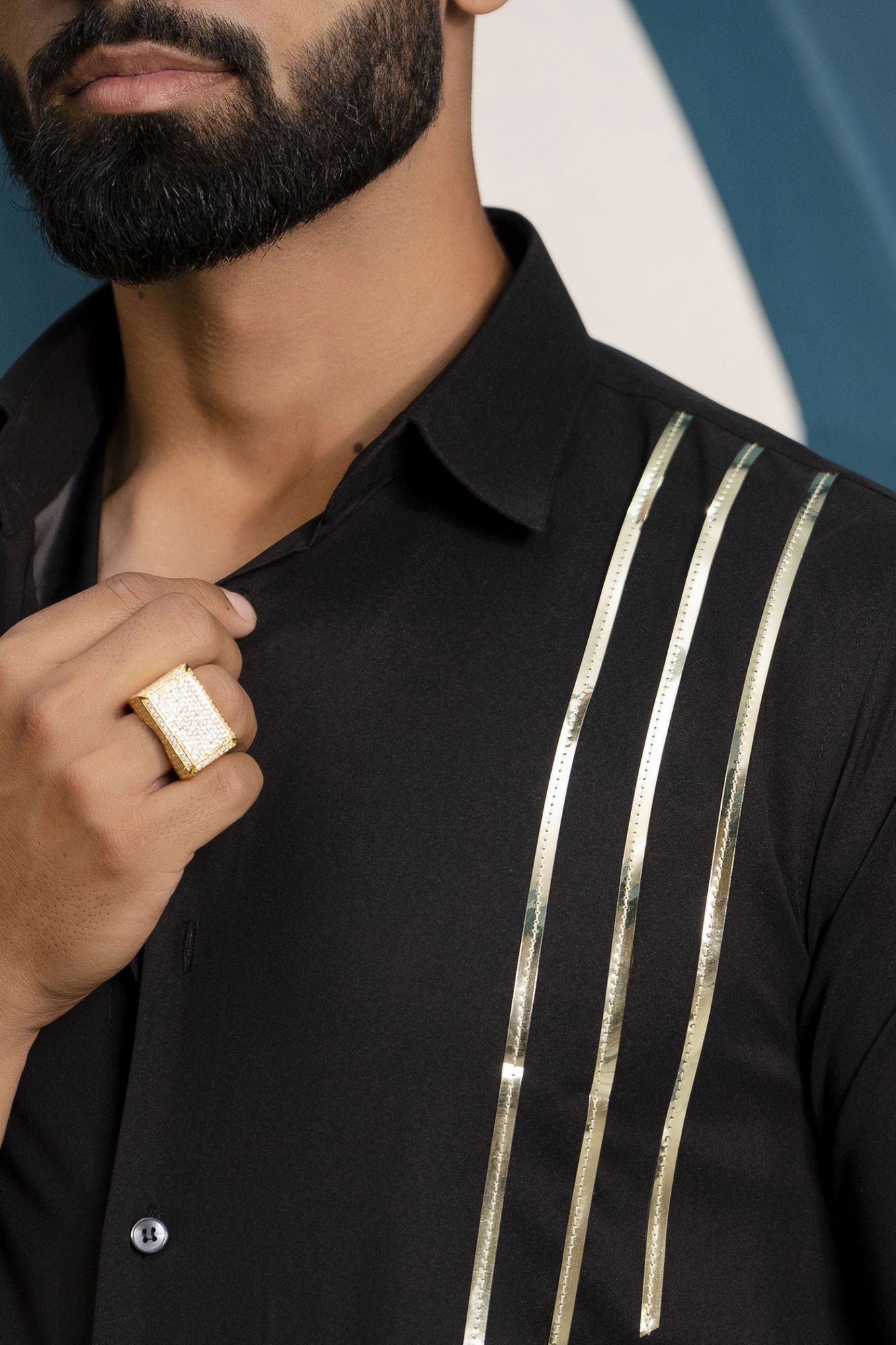 Gold Stripe Shirt In Black