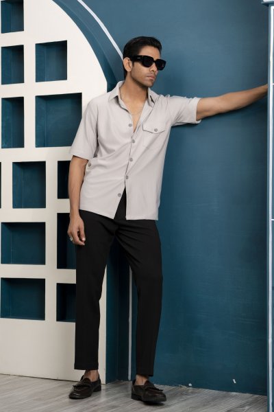 GenZ Striped Shirt In Grey