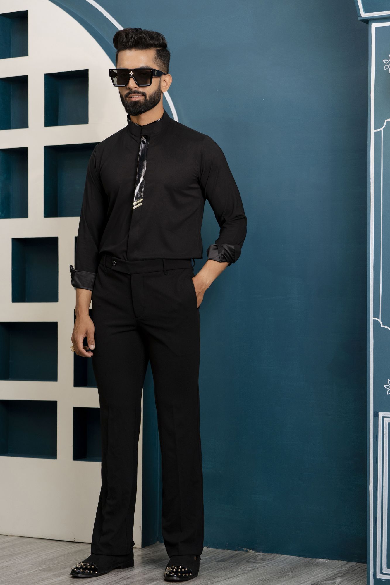 Mandarin Black Shirt