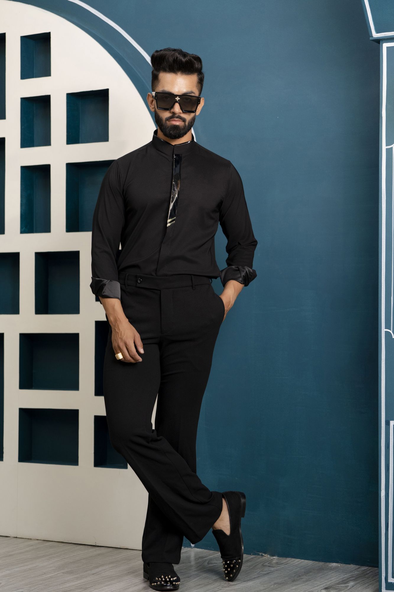 Mandarin Black Shirt