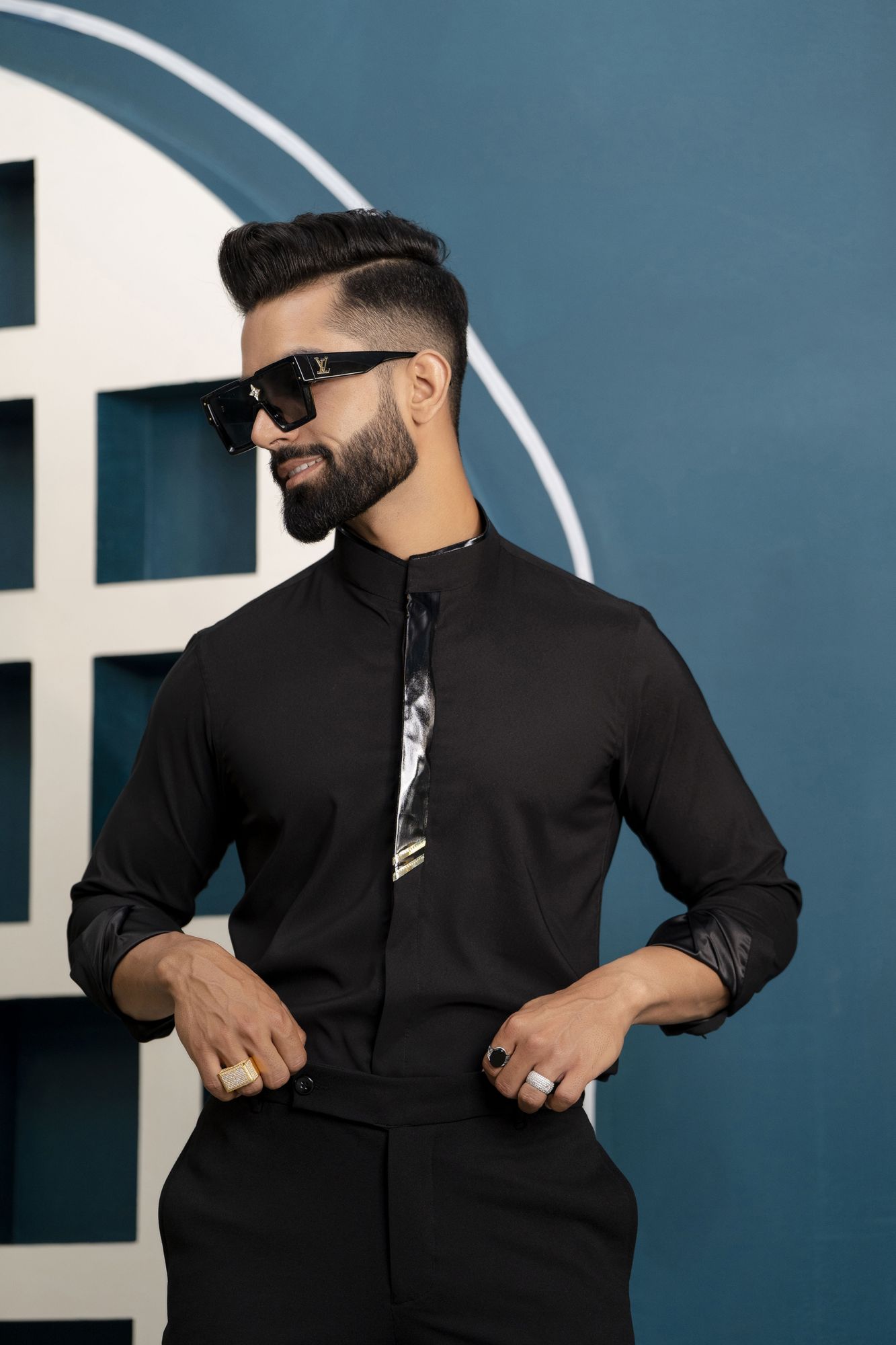 Mandarin Black Shirt