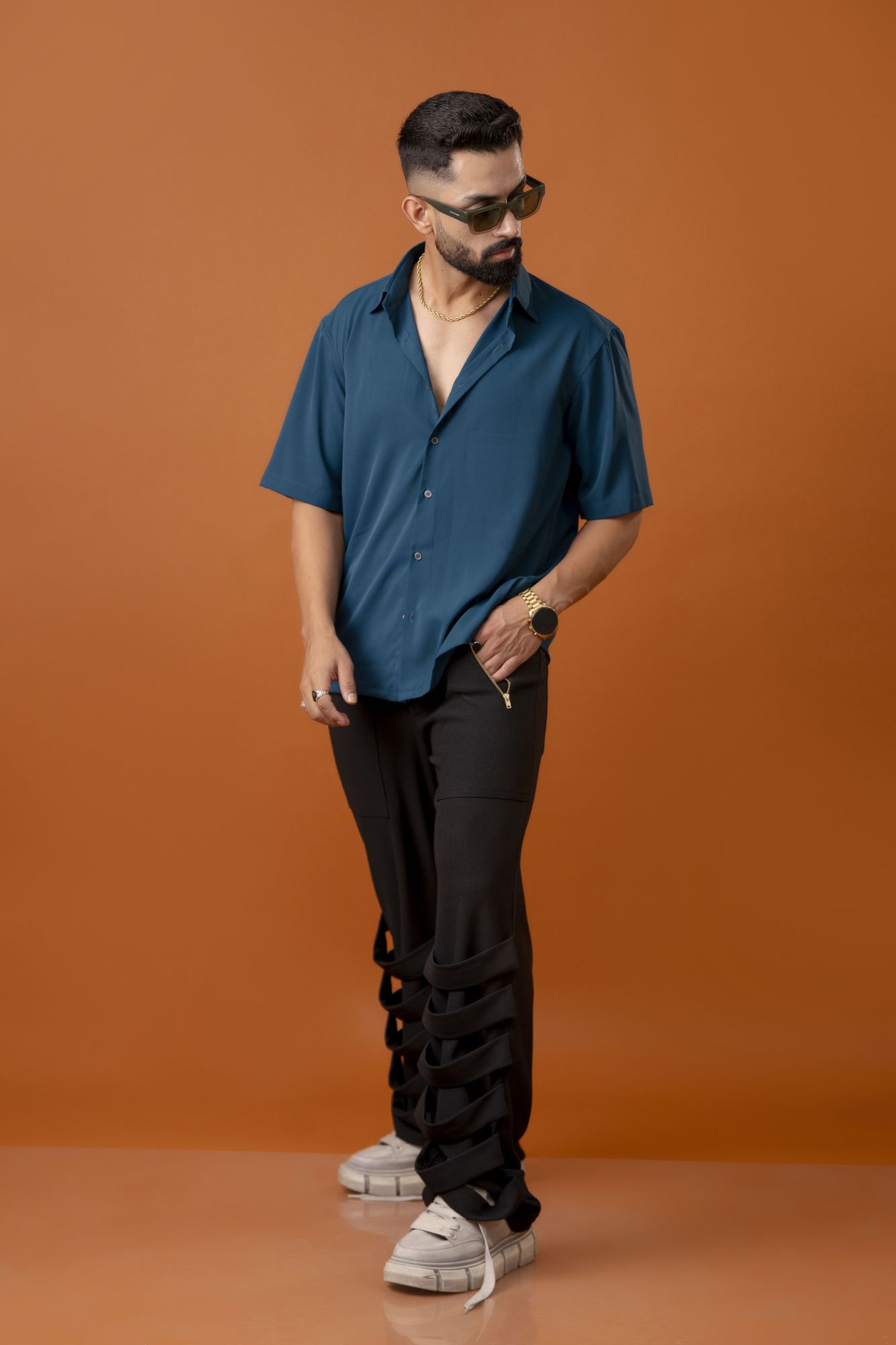 Flowing Baggy Shirt In Teal