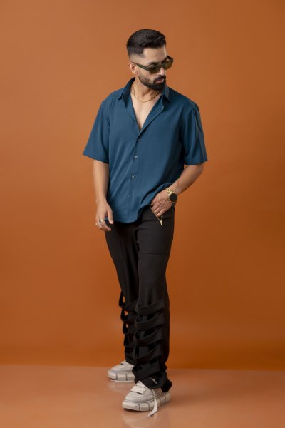Flowing Baggy Shirt In Teal