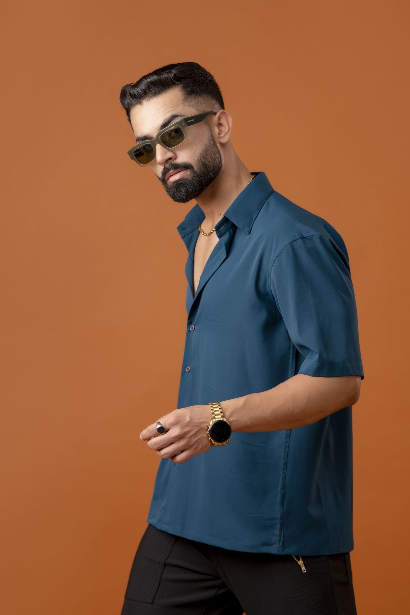 Flowing Baggy Shirt In Teal