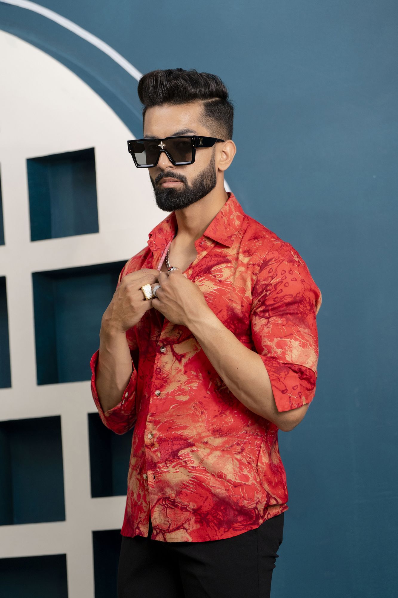 Printed Flowing Shirt In Red