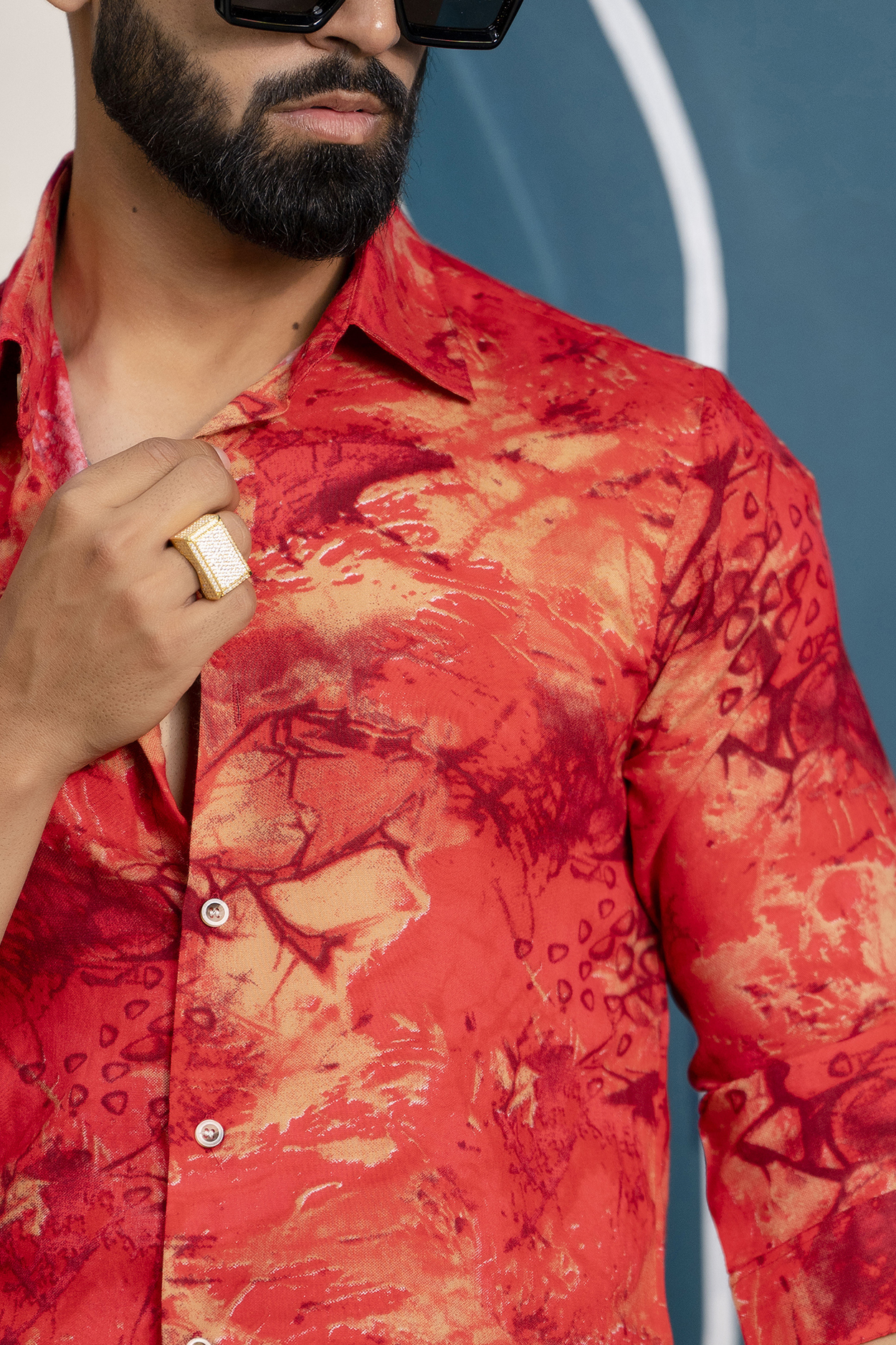 Printed Flowing Shirt In Red