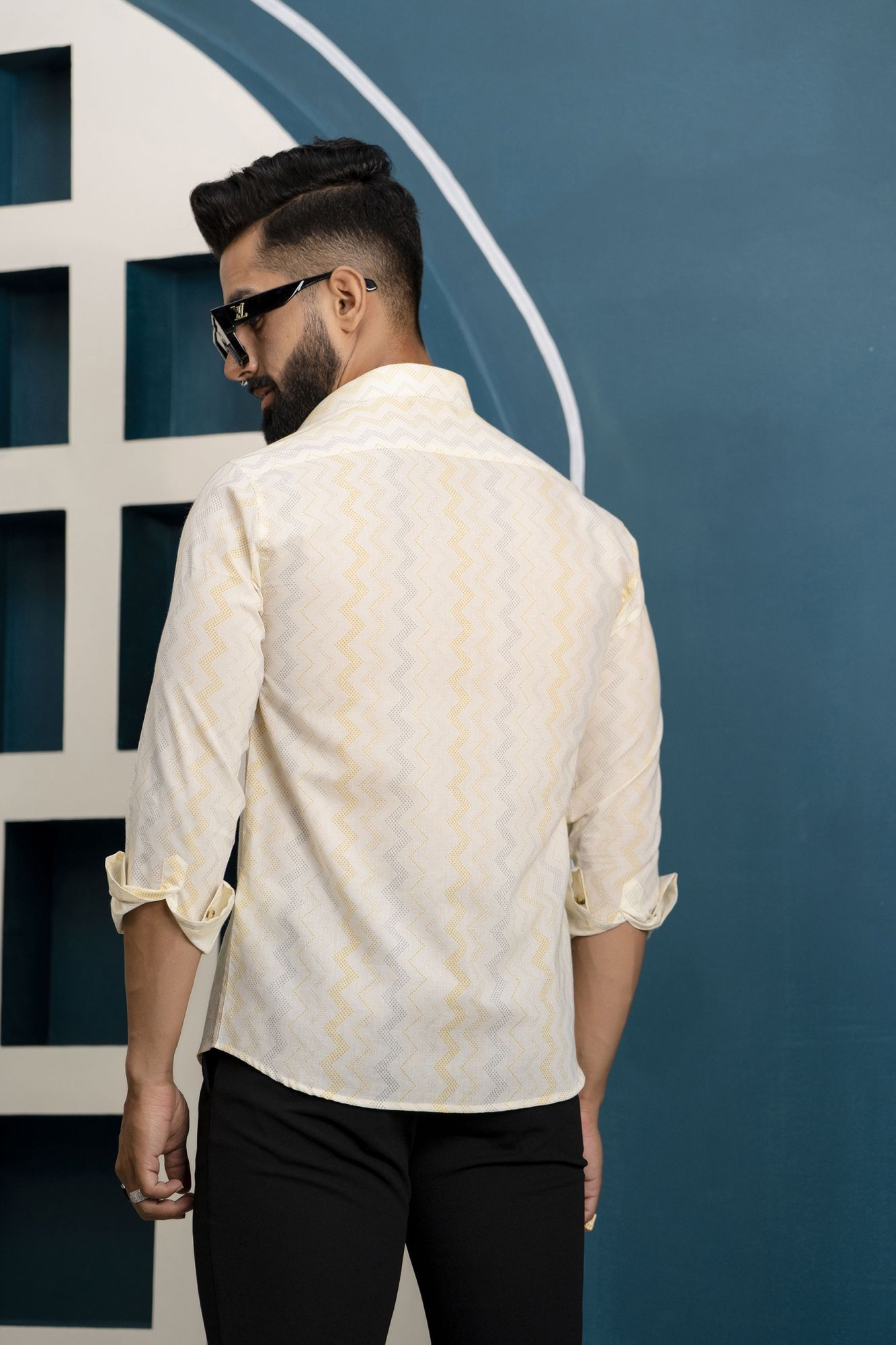 Printed Cotton Shirt In Yellow