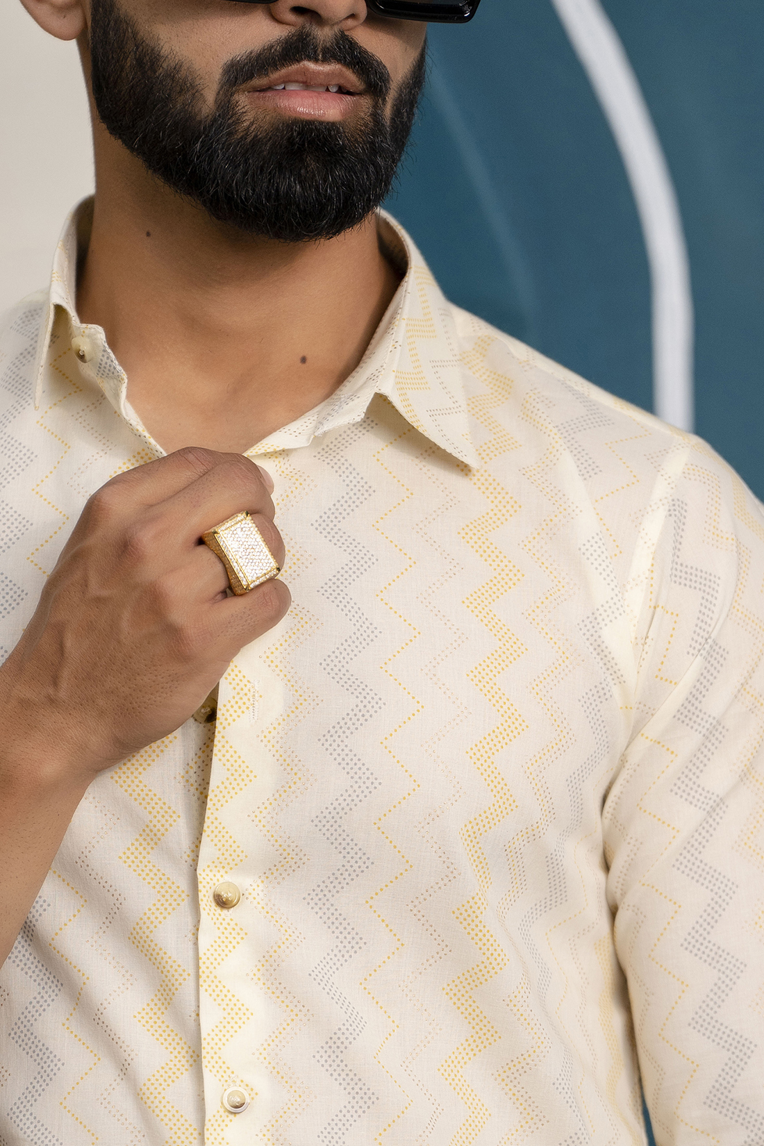 Printed Cotton Shirt In Yellow