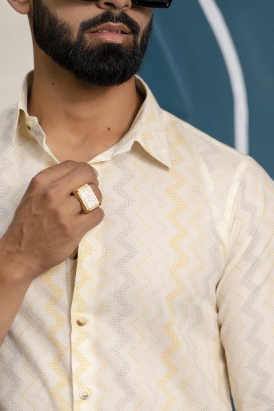 Printed Cotton Shirt In Yellow