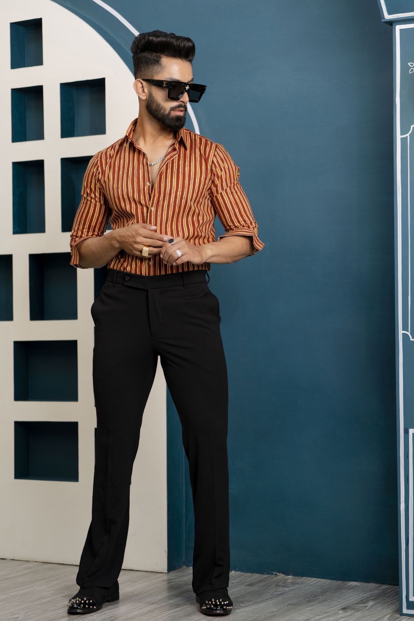 Striped Cotton Shirt In Red