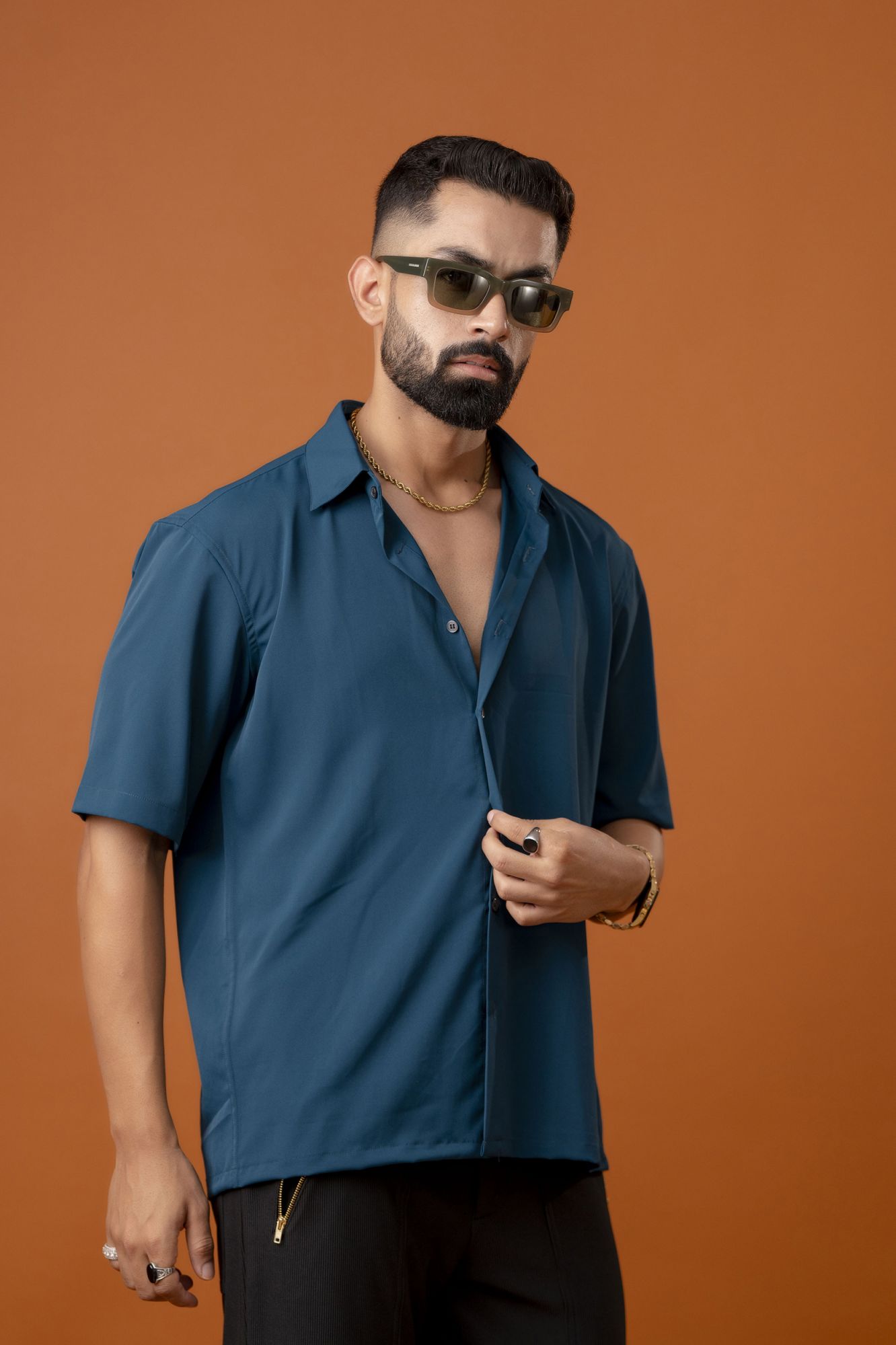 Flowing Baggy Shirt In Teal