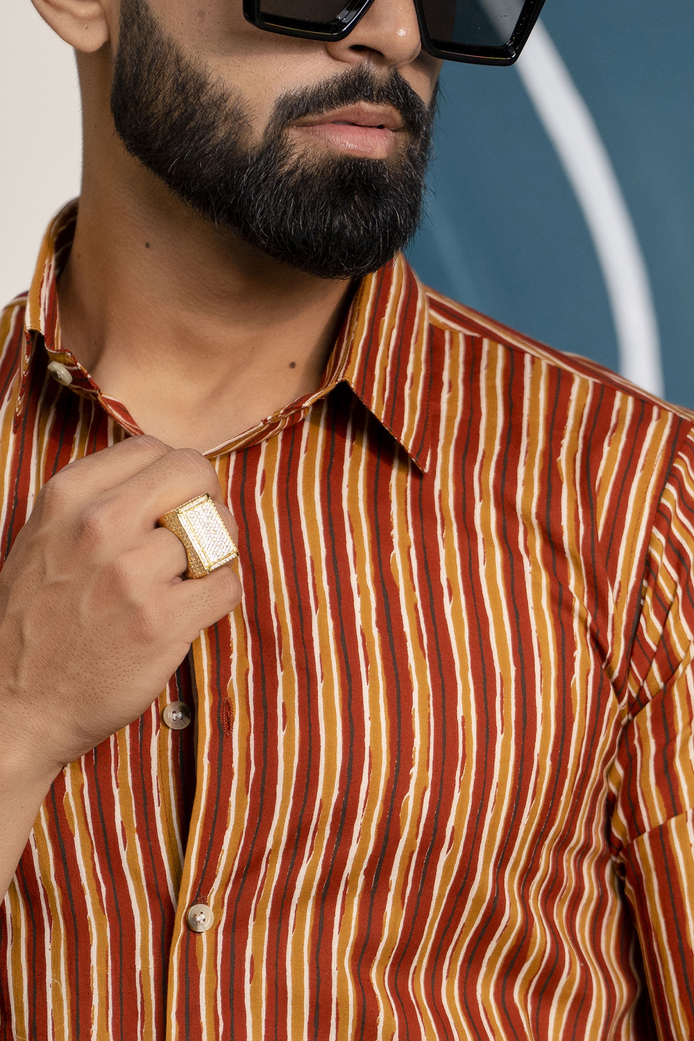 Striped Cotton Shirt In Red