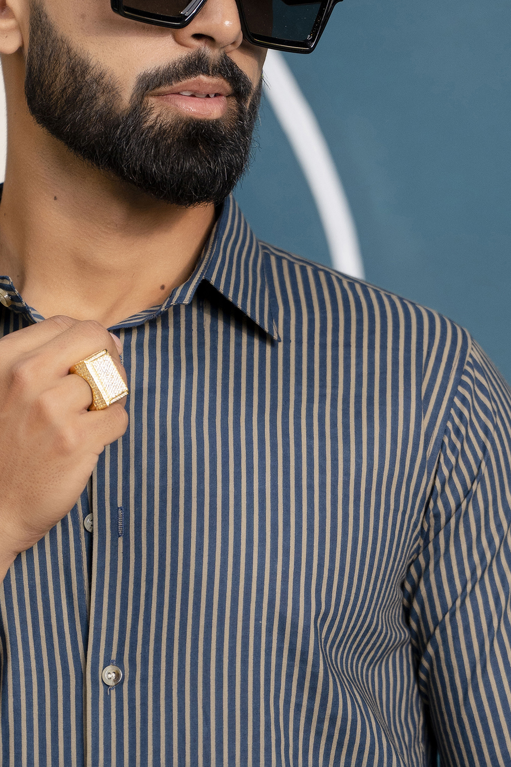 Striped Cotton Shirt In Blue