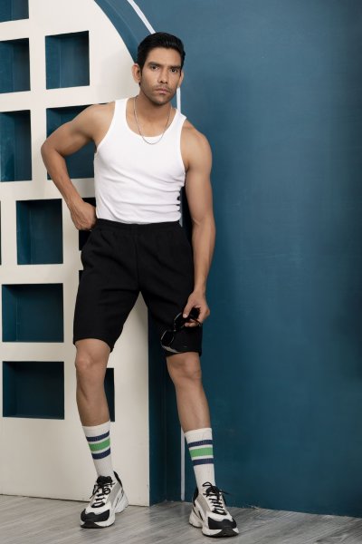 Black Knit Shorts